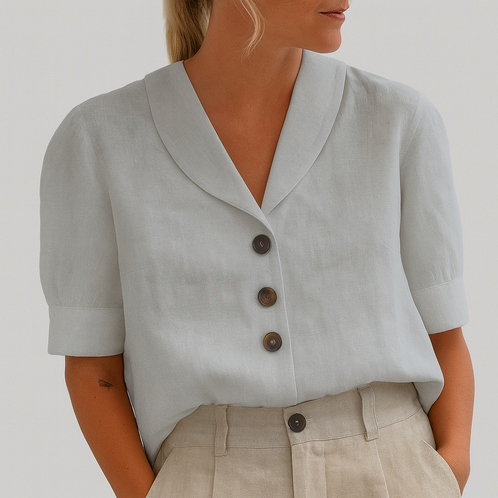 Fleur | Women's Linen Blouse with Button Detail