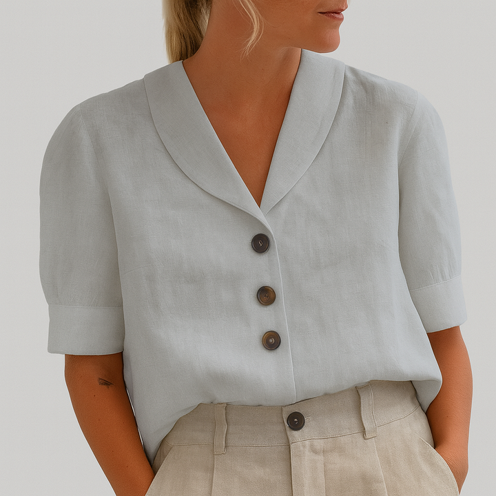 Fleur | Women's Linen Blouse with Button Detail