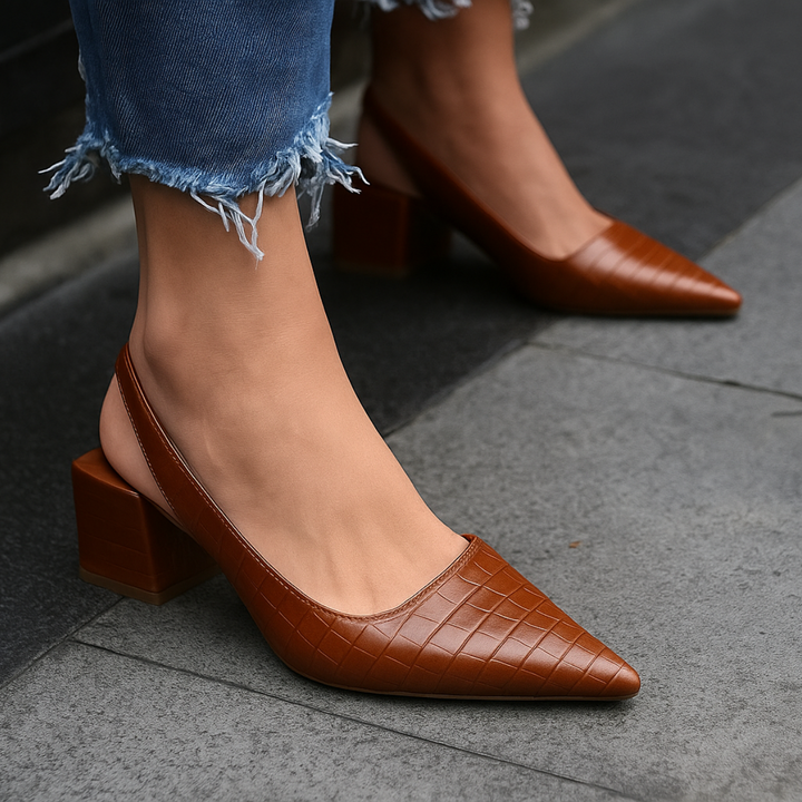 Esmé | Women's Slingback Heels with Croc Texture