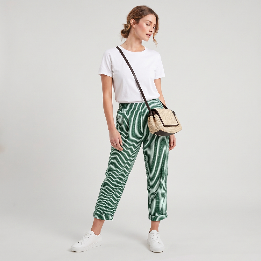 Cordelia | Women's Striped High-Waisted Wide-Leg Trousers