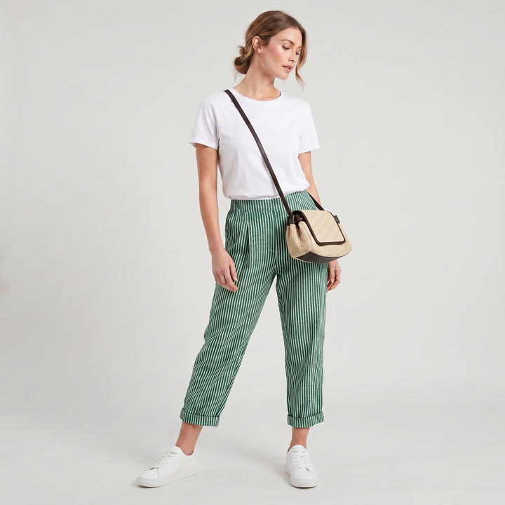 Cordelia | Women's Striped High-Waisted Wide-Leg Trousers