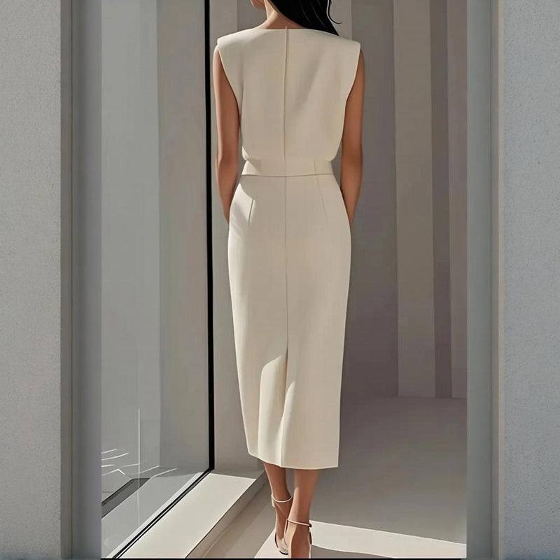 Noelle | Women’s Midi Dress with Side Button Detail