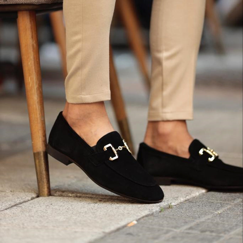 Roven | Men's Suede Loafers with Metal Detail