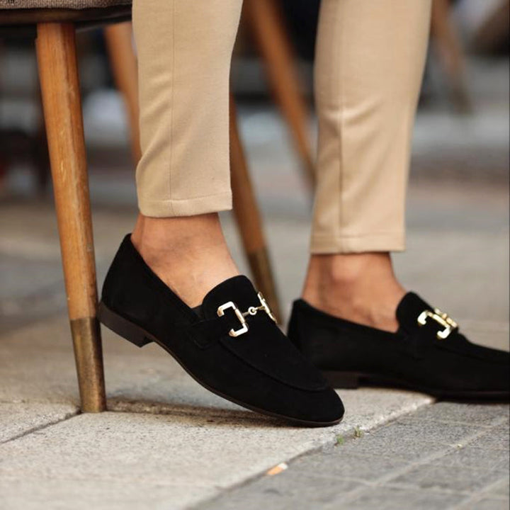 Roven | Men's Suede Loafers with Metal Detail