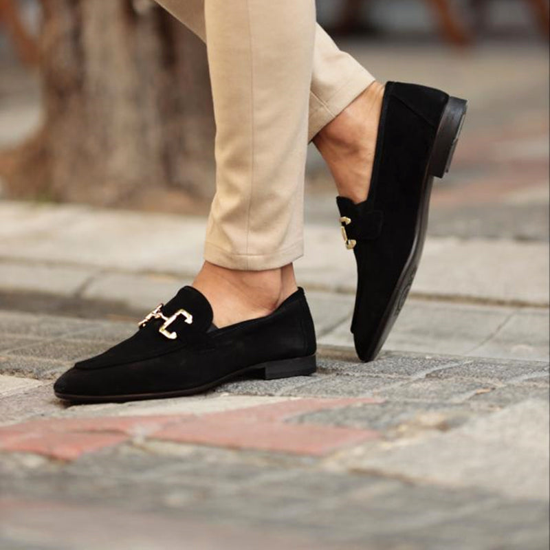 Roven | Men's Suede Loafers with Metal Detail