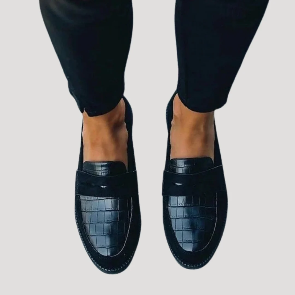 Jenson | Men's Black Loafers with Croc Detail