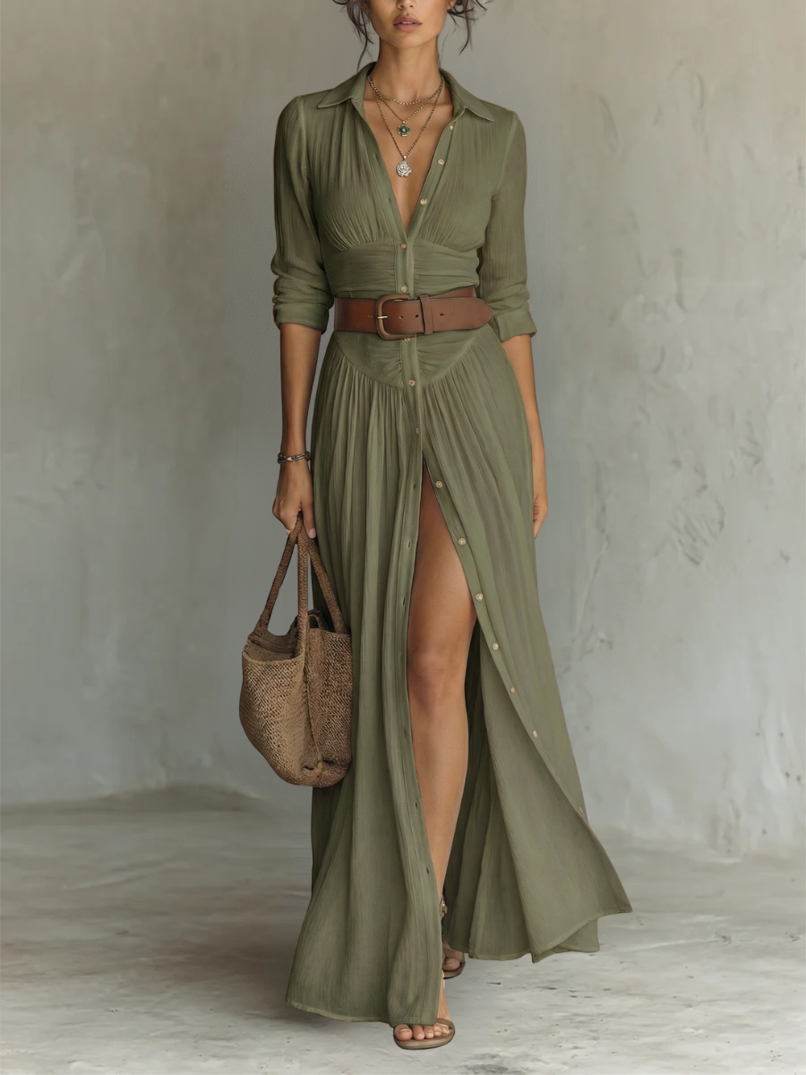 Amelie | Women’s Maxi Dress with a Belted Wrap Front