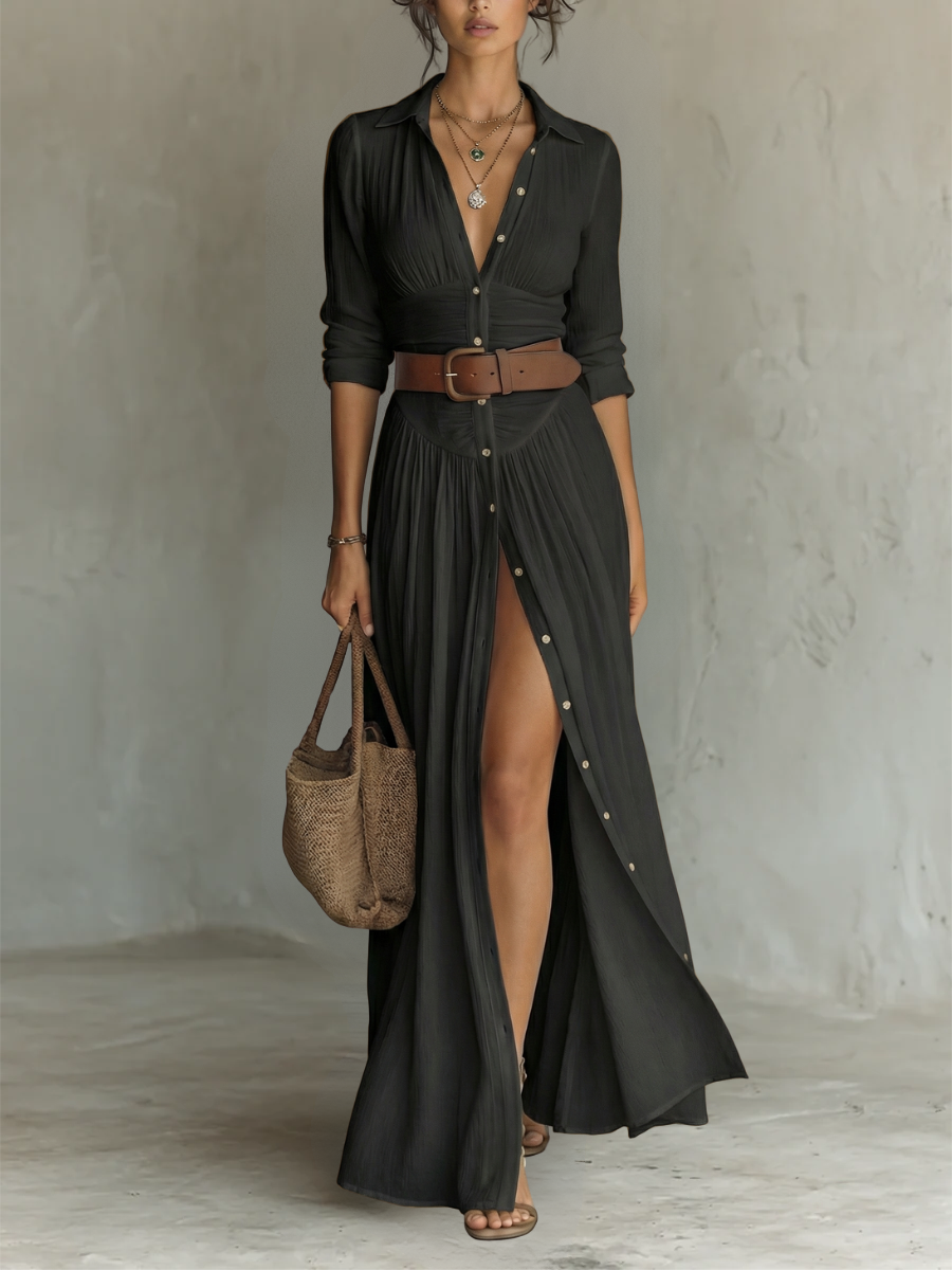 Amelie | Women’s Maxi Dress with a Belted Wrap Front