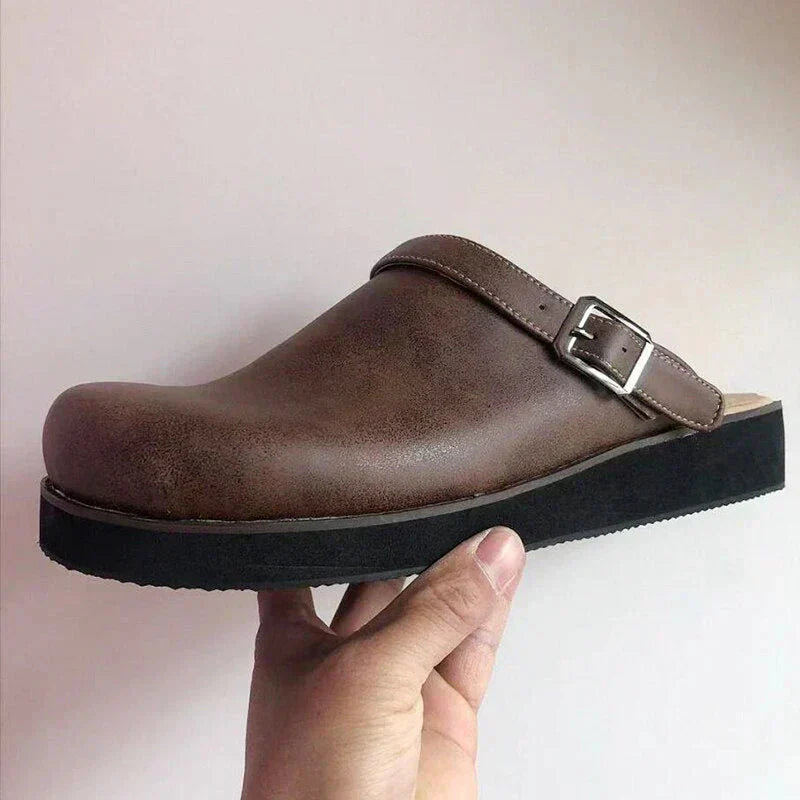 Quinton | Men's Casual Clogs in Tan Leather