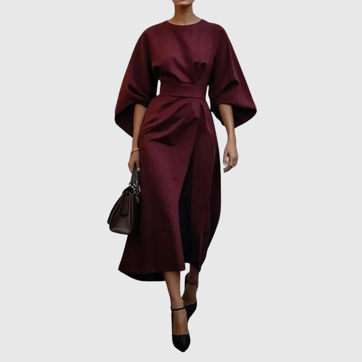 Cressida | Women's Elegant Midi Dress with Dramatic Sleeves