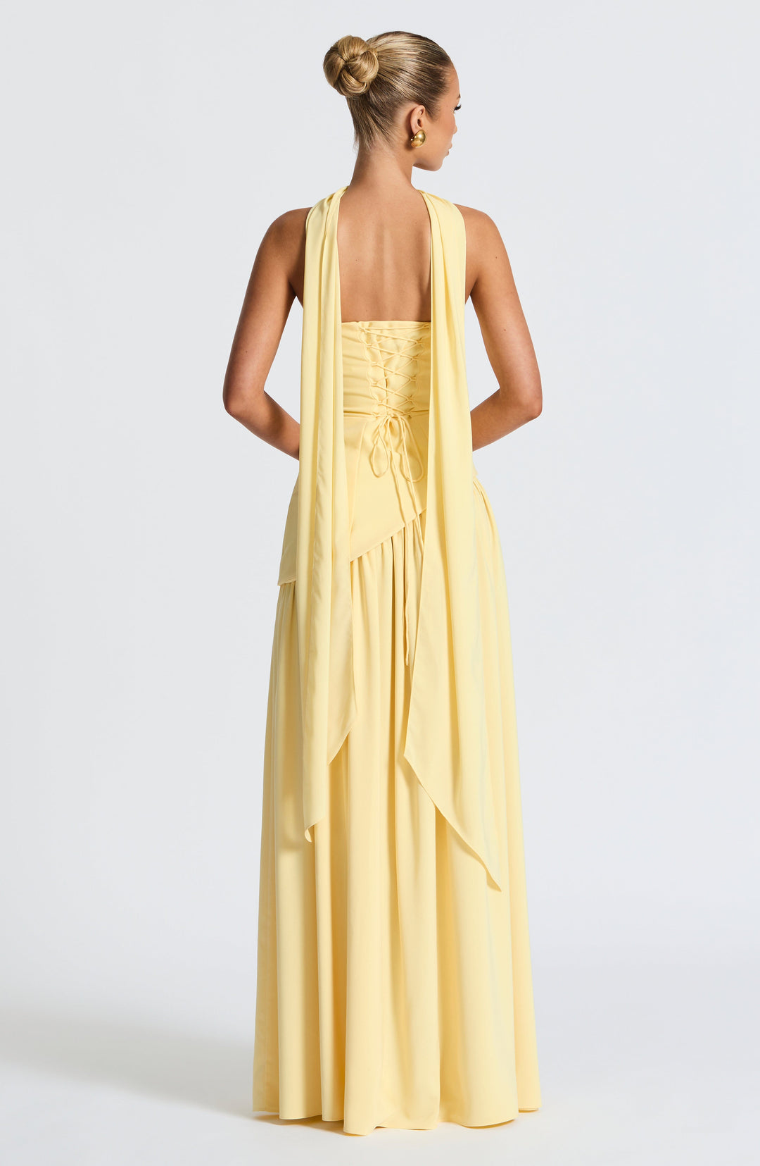 Verity | Women's Strapless Gown with Elegant Neck Scarf