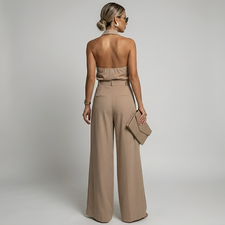 Marina | Women’s Wide Leg Jumpsuit featuring a Halter Neckline
