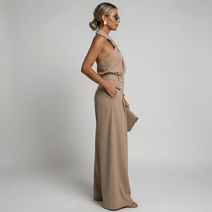 Marina | Women’s Wide Leg Jumpsuit featuring a Halter Neckline