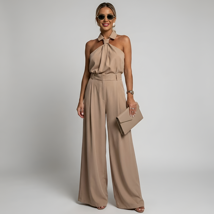 Marina | Women’s Wide Leg Jumpsuit featuring a Halter Neckline