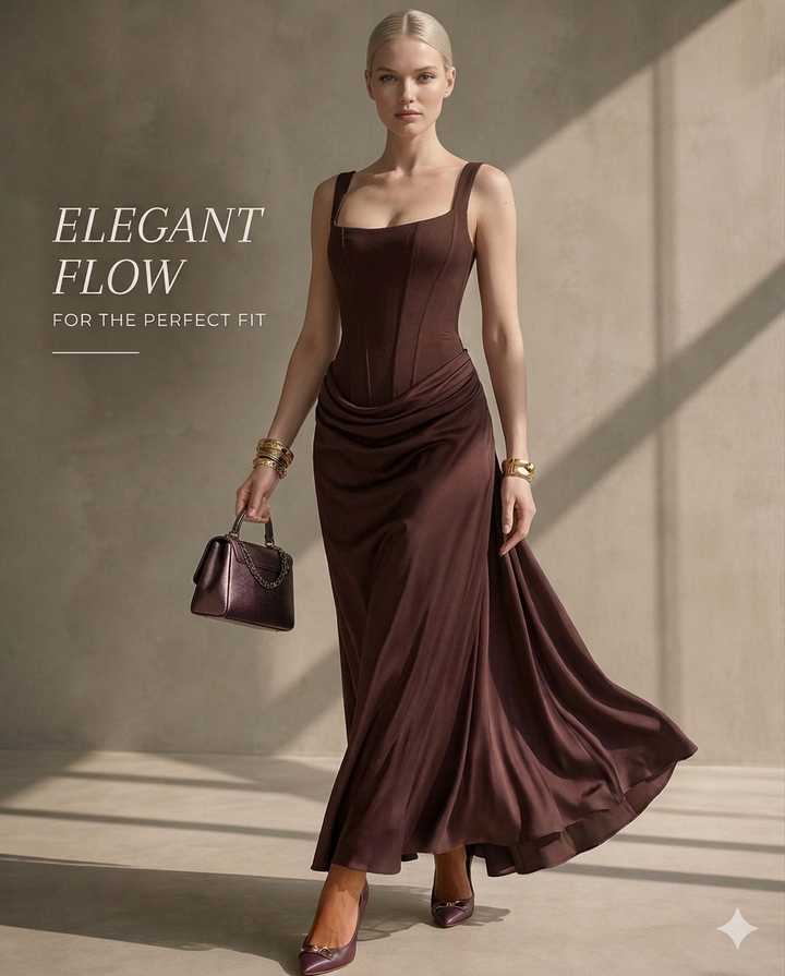 Alina | Women’s Maxi Dress with a Draped Cowl Neckline