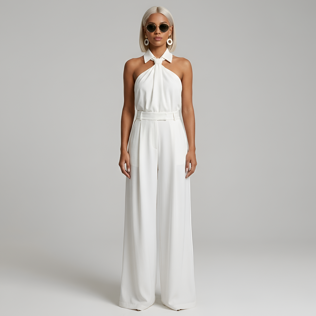 Marina | Women’s Wide Leg Jumpsuit featuring a Halter Neckline