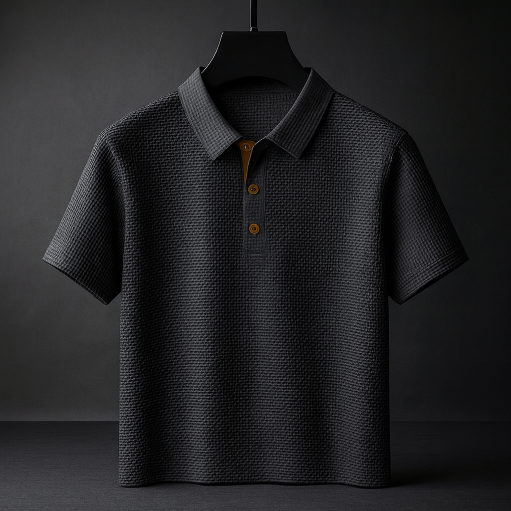 Niall | Men's Polo Shirt in Textured Blue