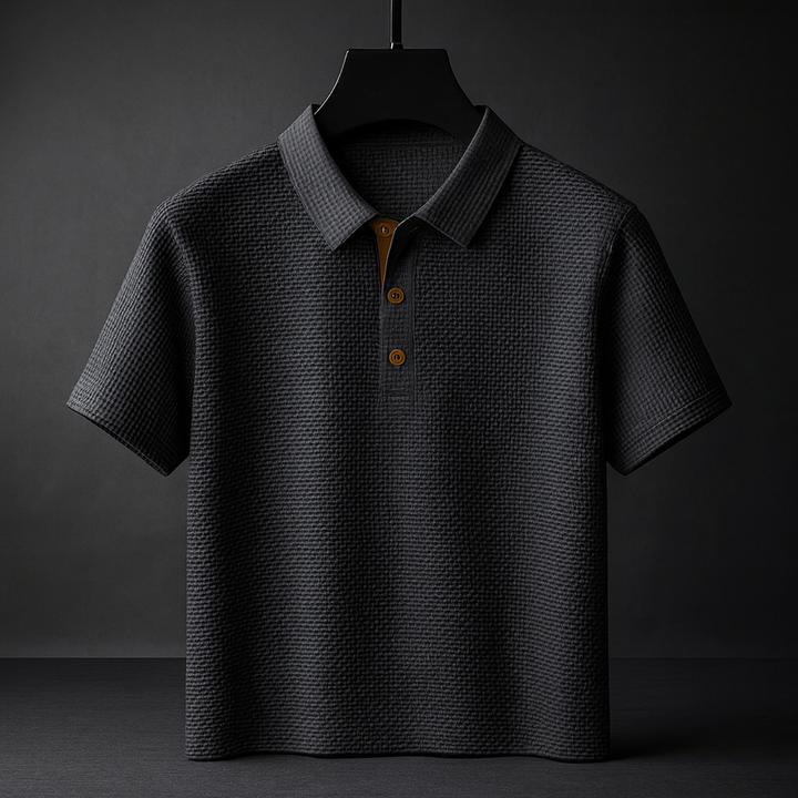 Niall | Men's Polo Shirt in Textured Blue