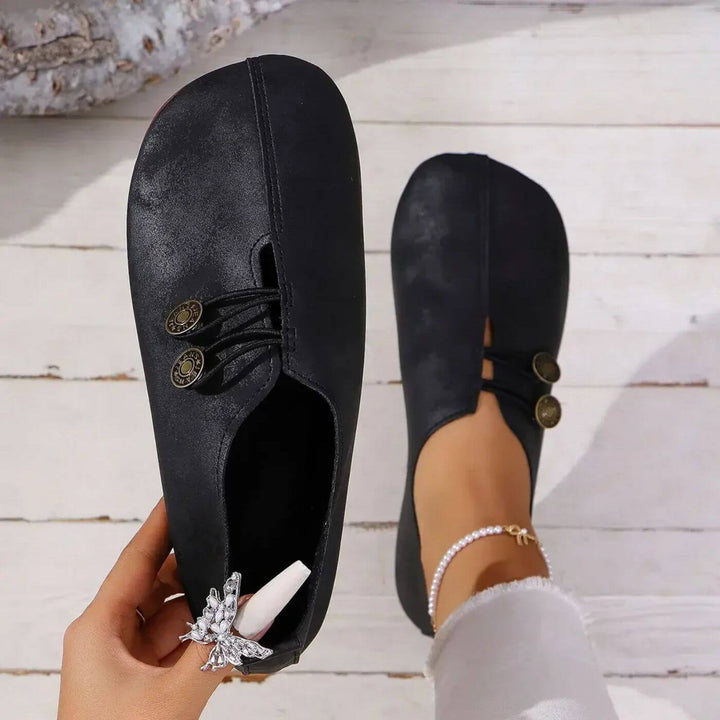 Mabel | Women’s Mary Jane Flats featuring Button Detail