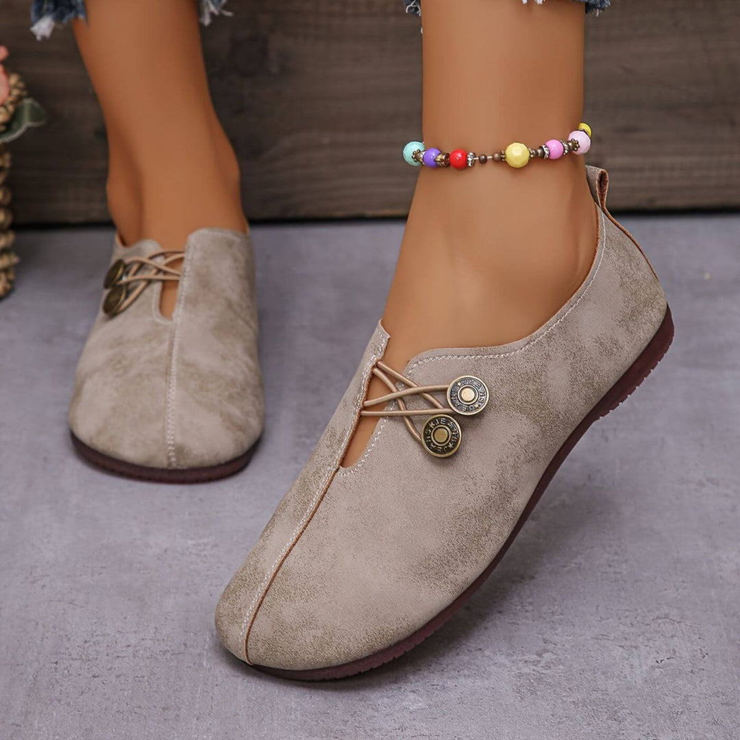 Mabel | Women’s Mary Jane Flats featuring Button Detail