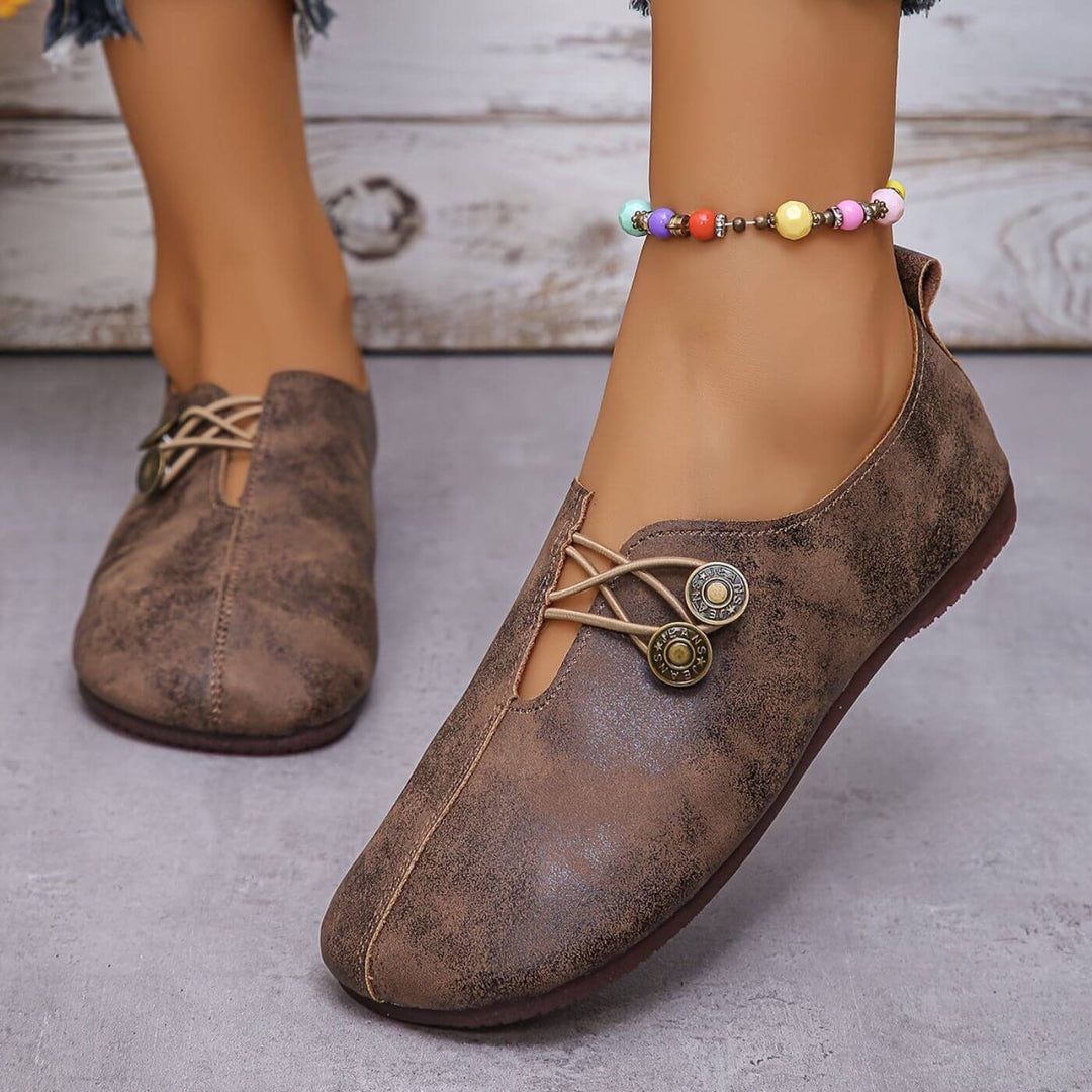 Mabel | Women’s Mary Jane Flats featuring Button Detail
