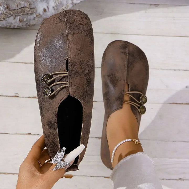 Mabel | Women’s Mary Jane Flats featuring Button Detail