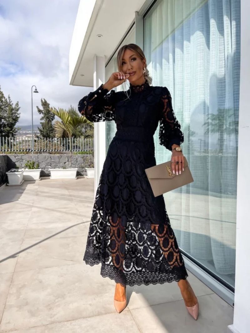 Rosalind | Women's Lace Midi Dress with Intricate Detailing