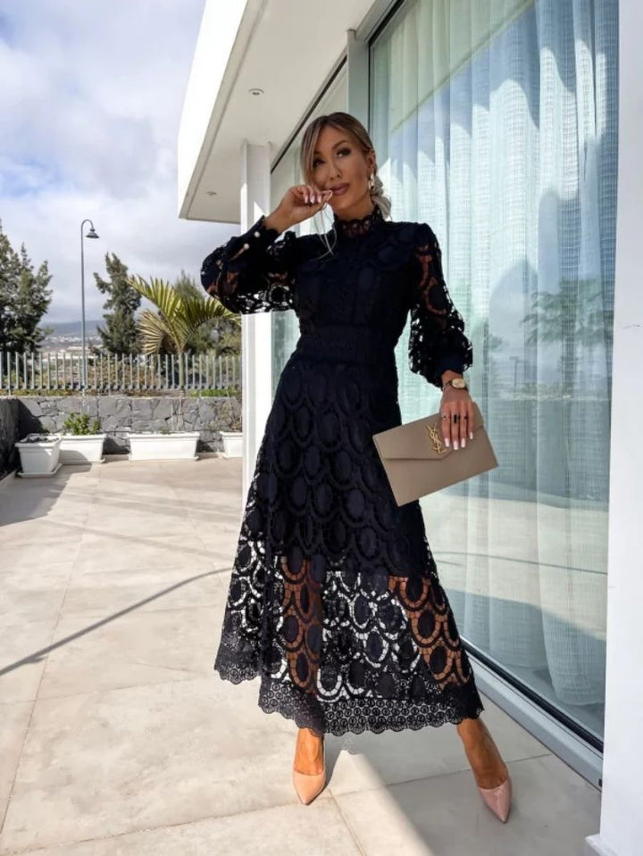 Rosalind | Women's Lace Midi Dress with Intricate Detailing