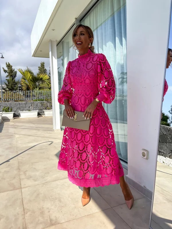 Rosalind | Women's Lace Midi Dress with Intricate Detailing