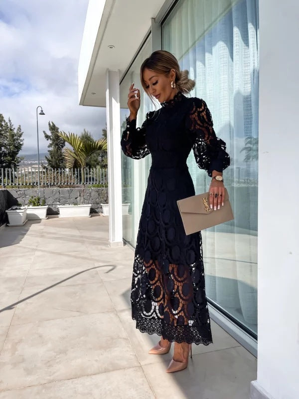 Rosalind | Women's Lace Midi Dress with Intricate Detailing