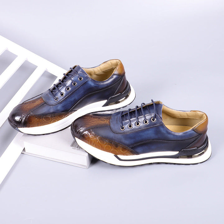 Gideon | Men's Leather Trainers with Croc Detail