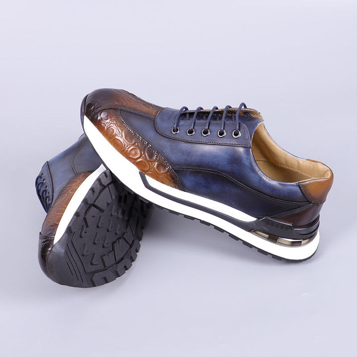 Gideon | Men's Leather Trainers with Croc Detail