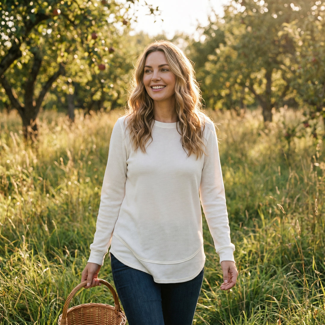 Merivienne | Women's O-Neck Long Sleeve Top for Relaxed Everyday Wear