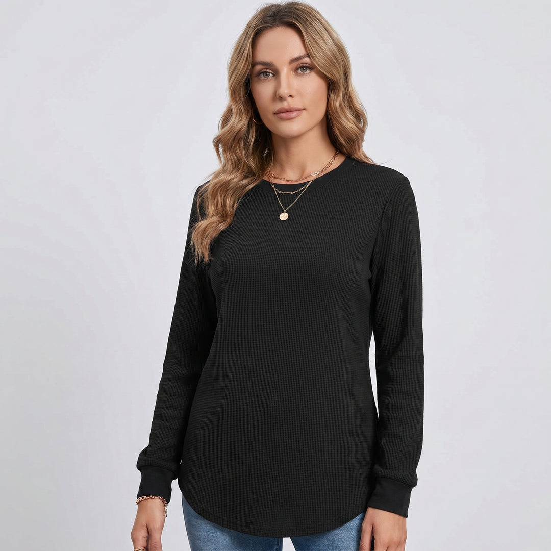 Merivienne | Women's O-Neck Long Sleeve Top for Relaxed Everyday Wear