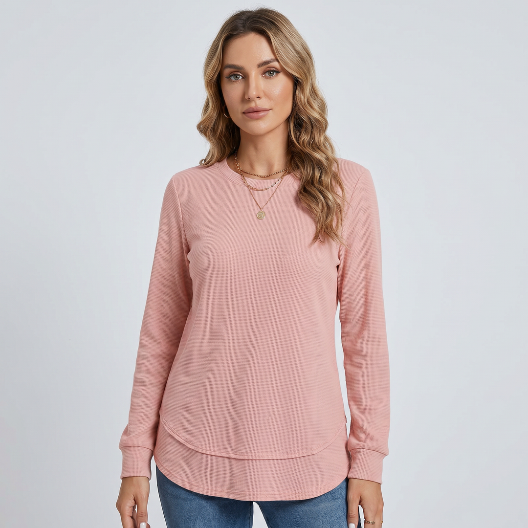 Merivienne | Women's O-Neck Long Sleeve Top for Relaxed Everyday Wear