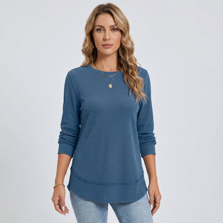 Merivienne | Women's O-Neck Long Sleeve Top for Relaxed Everyday Wear