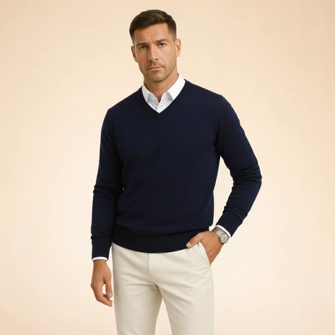 Callen | Men’s V Neck Jumper with a Clean Layered Look