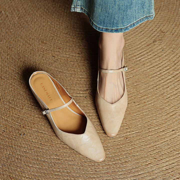Celeste | Women's Mary Jane Flats in Soft Beige