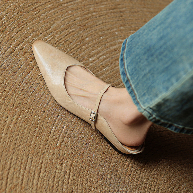Celeste | Women's Mary Jane Flats in Soft Beige