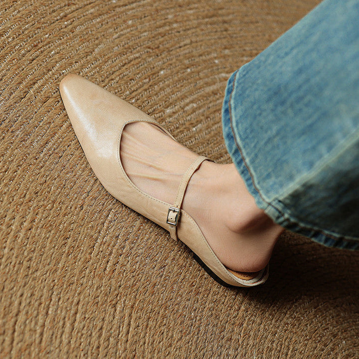 Celeste | Women's Mary Jane Flats in Soft Beige