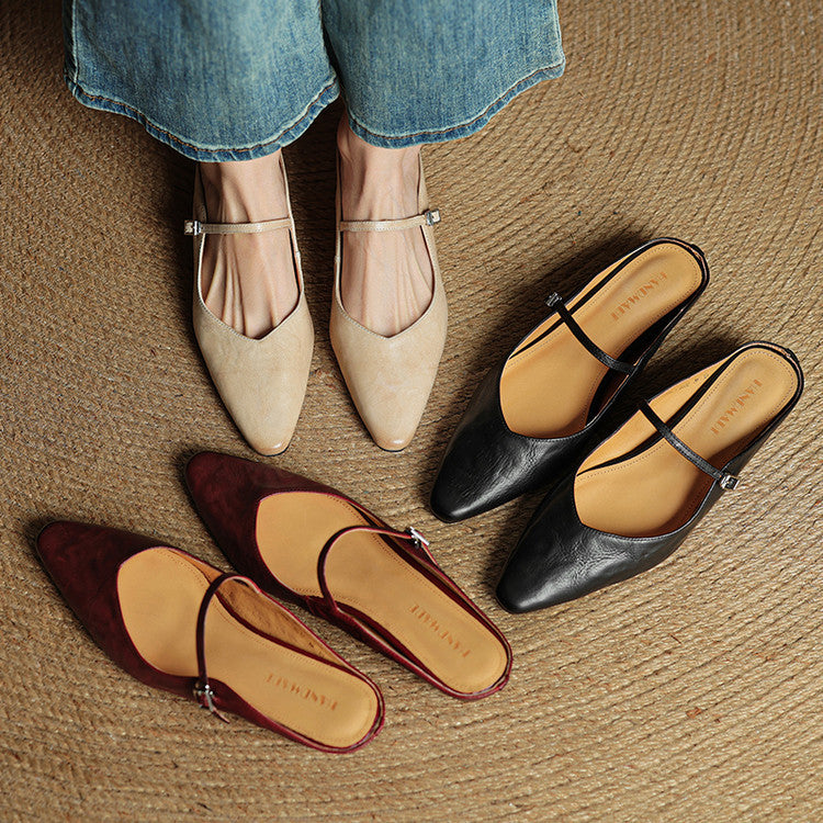 Celeste | Women's Mary Jane Flats in Soft Beige