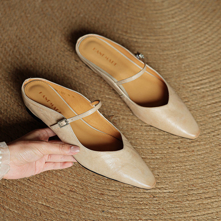 Celeste | Women's Mary Jane Flats in Soft Beige