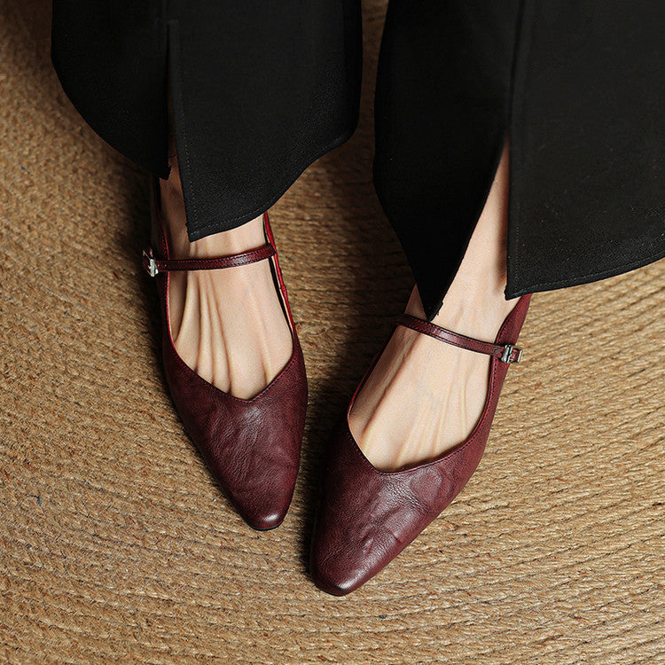 Celeste | Women's Mary Jane Flats in Soft Beige