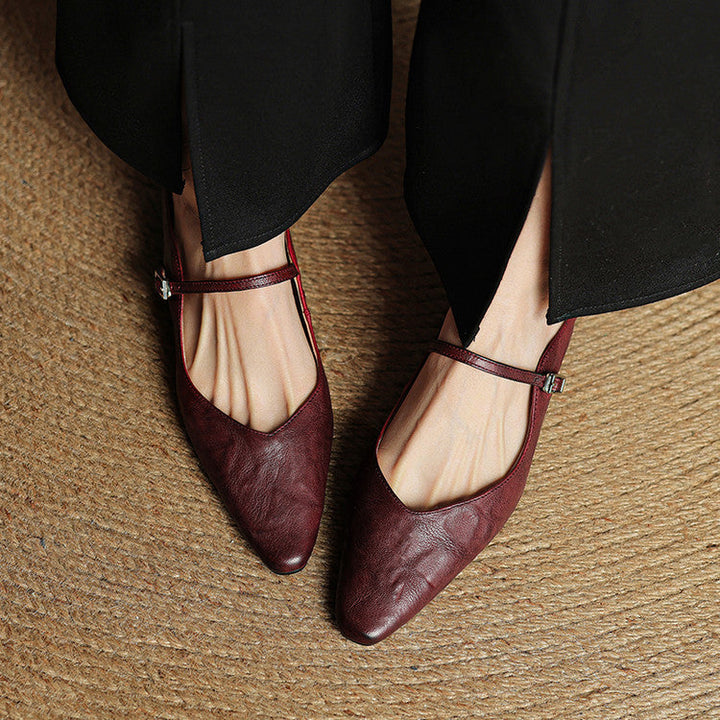 Celeste | Women's Mary Jane Flats in Soft Beige