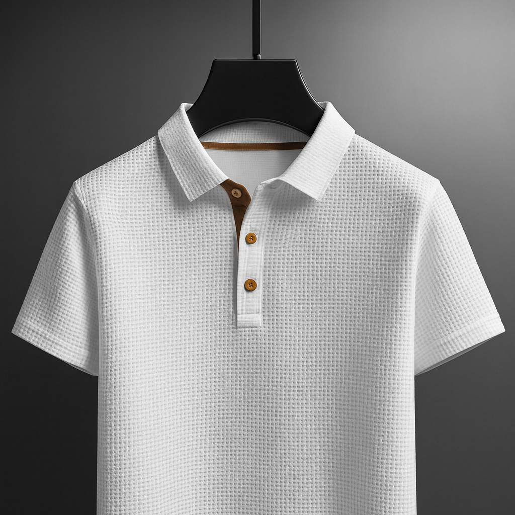 Niall | Men's Polo Shirt in Textured Blue