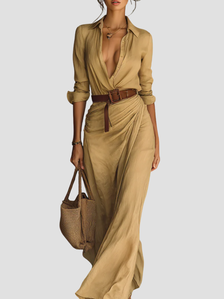 Wren | Women's Maxi Shirt Dress with Belt Detail