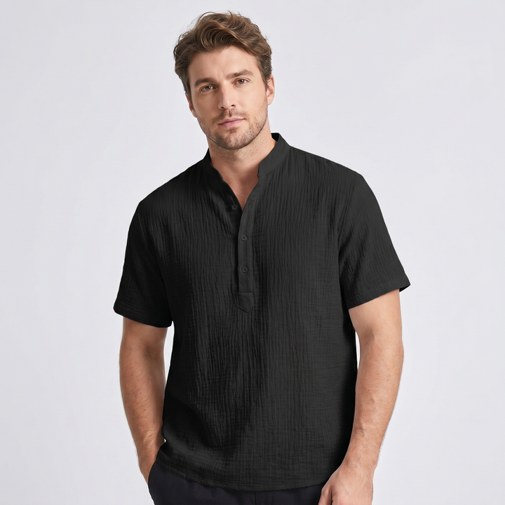 Rupert | Men's Bamboo Rayon V-Neck Shirt with Half-Placket Button Design