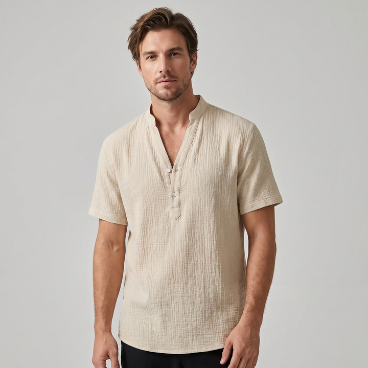 Rupert | Men's Bamboo Rayon V-Neck Shirt with Half-Placket Button Design