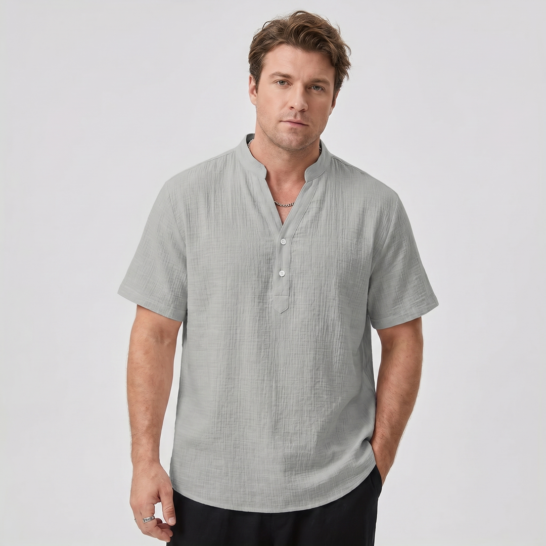 Rupert | Men's Bamboo Rayon V-Neck Shirt with Half-Placket Button Design
