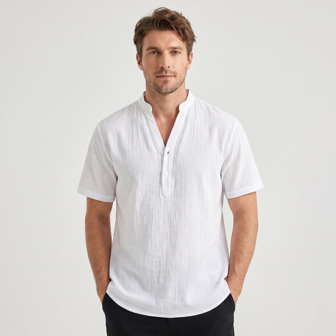 Rupert | Men's Bamboo Rayon V-Neck Shirt with Half-Placket Button Design